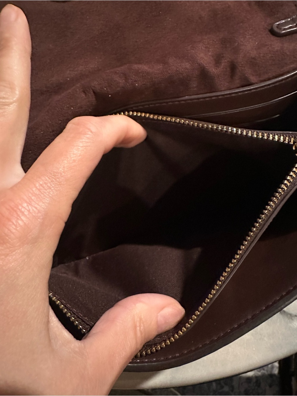 Coach Brown Signature Monogram Clutch with Burgundy Trim - Picture 15 of 16